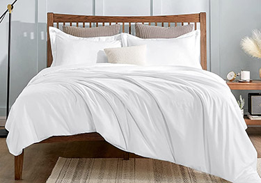 side view of a queen size CozyLux bamboo duvet cover