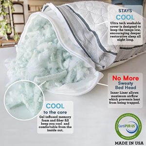 Coop Home Goods – Eden Shredded Memory Foam Pillow with Cooling Zippered Cover and Adjustable Hypoallergenic Gel Infused Memory Foam Fill