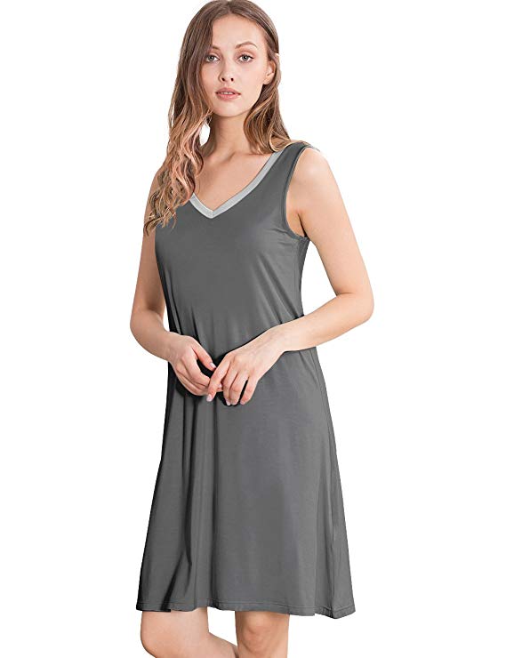 You are currently viewing GYS Womens Bamboo Viscose Sleeveless V Neck Nightgown