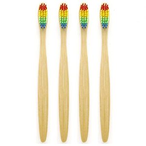 Genkent Natural Bamboo Toothbrush Made with Rainbow Nylon Infused Bristles
