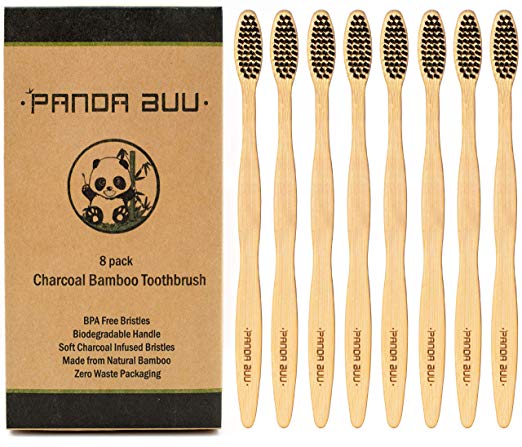 You are currently viewing Natural Bamboo Toothbrush with Soft-Medium BPA Free Charcoal Infused Bristles | 8 Pack | Eco-Friendly Toothbrush and Biodegradable Handle