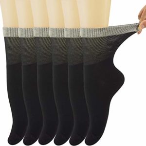 Yomandamor Womens Bamboo Diabetic Crew Socks With Seamless Toe,6 Pairs Size 9-11