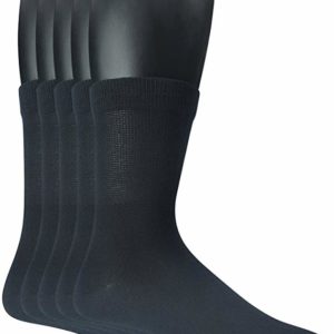 Yomandamor Men’s 5 Pairs Bamboo Quarter Diabetic/Dress Socks With Seamless Toe and Non-binding Top