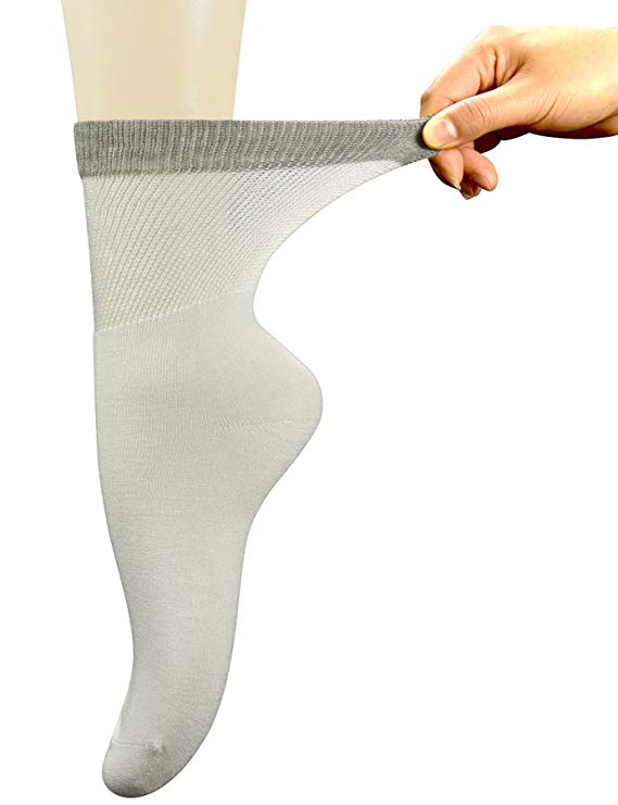 Yomandamor Men/'s 4 Pairs Bamboo Diabetic Crew Socks with Seamless Toe and Cushio