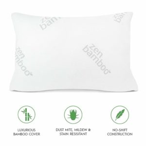 Zen Bamboo Ultra Plush Gel Pillow – (2 Pack Queen) Premium Gel Fiber Pillow with Cool & Breathable Bamboo Cover – Dust Mite Resistant & Hypoallergenic
