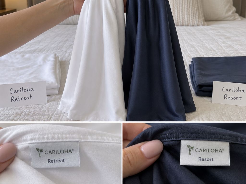 My Cariloha Retreat and Resort sheets compared side by side