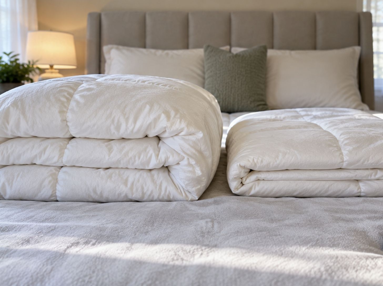  Loft recovery comparison between Molly's Cariloha and DOZ bamboo comforters after equal compression.