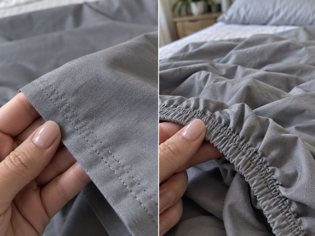 Double-stitched hem on my Pure Bamboo sheet set