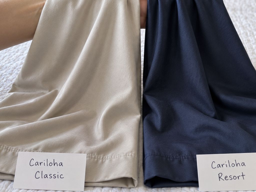 My Cariloha Classic and Resort bamboo pillowcases compared side by side